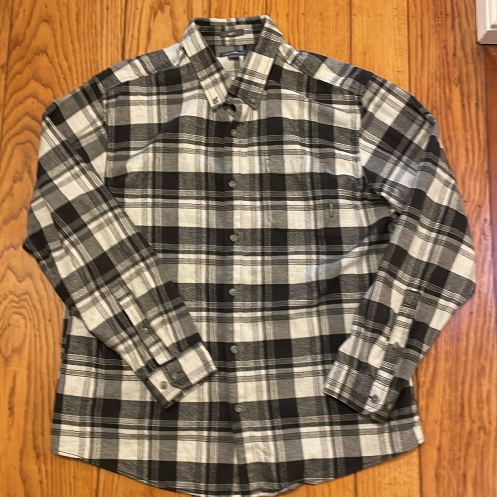 Eddie Bauer Black & White Plaid Flannel Shirtt